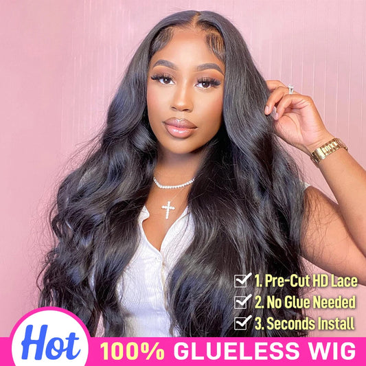 180% Body Wave Glueless Wig Glueless Body Wave Human Hair Wigs for Women 4X4 Pre-Cut HD Lace Closure Wig